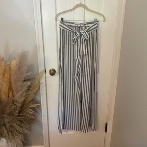 Blue Blush Striped Palazzo Pants - LARGE